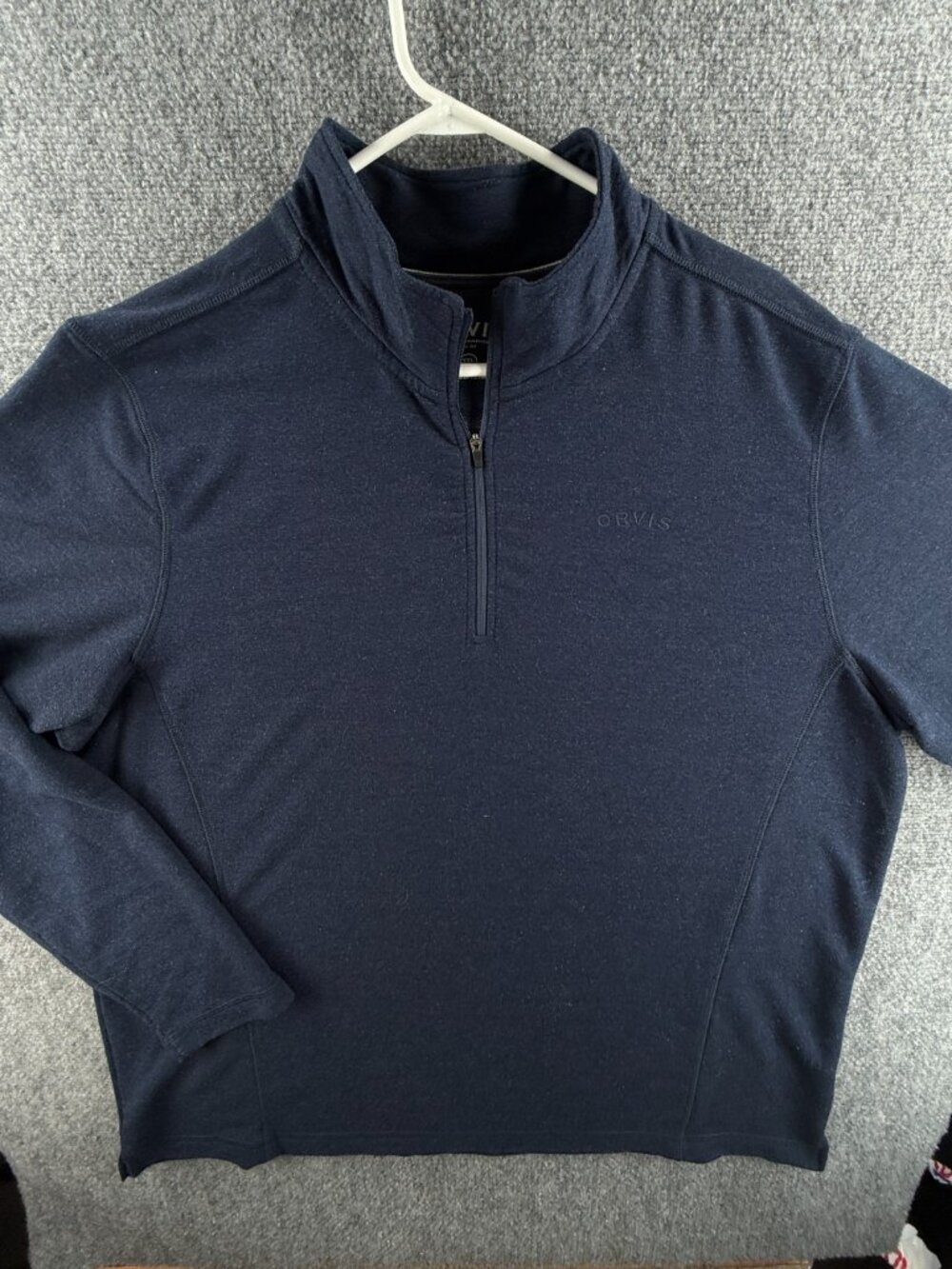 Orvis 1/4 Zip Sweatshirt Men 2XL Blue Soft Stretch Lightweight Rayon Blend Adult